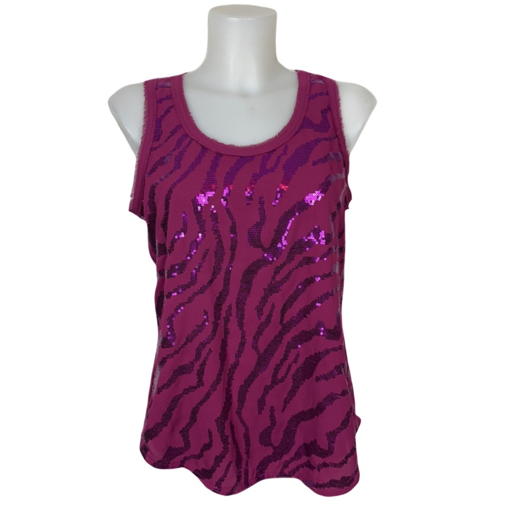 Ariat Fuchsia Sequin Zebra Tank Top-Medium